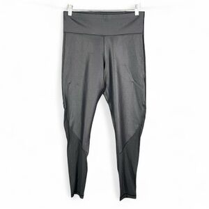 Sweaty Betty M Merino Wool Blend Jersey Lined Mesh Calves Black Wet Look Legging